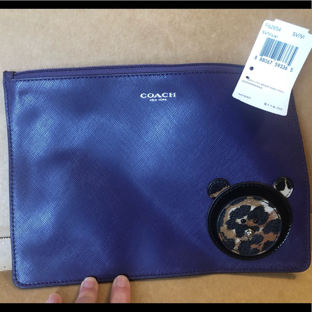 Coach Medium Size Purple Leather Clutch